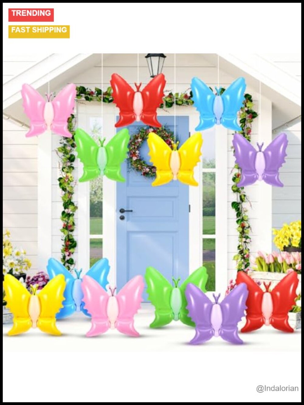 12 Pc 14 In Inflatable Butterfly Outdoor Yard Decor Waterproof Polyester